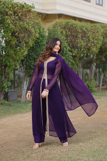 Cherry Muse Ethnic Wear with Gold Lace Accents
