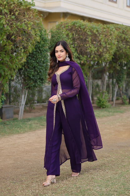 Cherry Muse Ethnic Wear with Gold Lace Accents