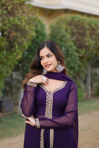 Cherry Muse Ethnic Wear with Gold Lace Accents