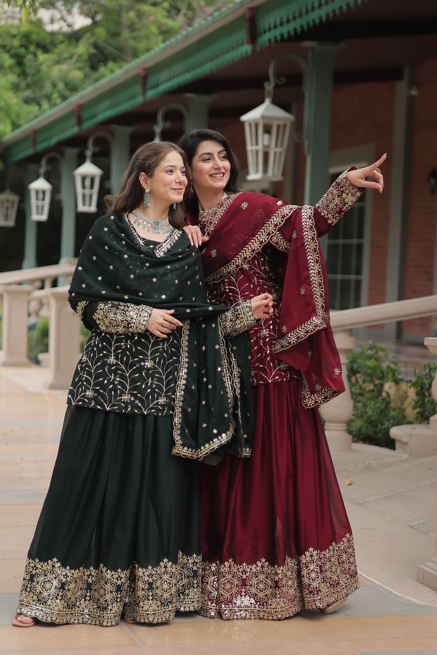 Rangoli Silk Embroidered Kurta-Palazzo Set with Heavy Sequin Work Dupatta