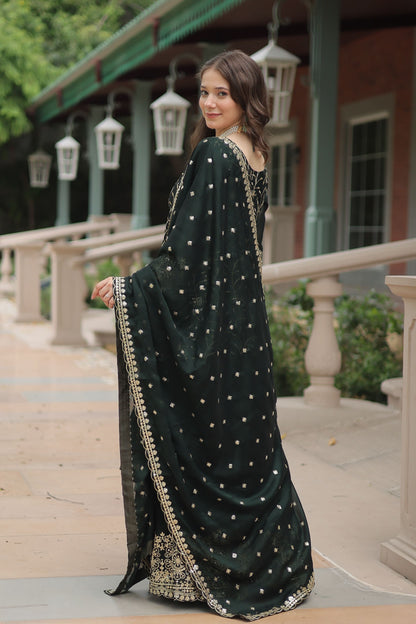 Rangoli Silk Embroidered Kurta-Palazzo Set with Heavy Sequin Work Dupatta
