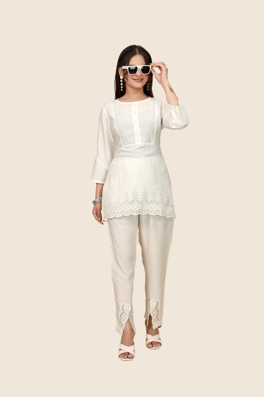 Ivory Charm Two-Piece Shiffli Ensemble