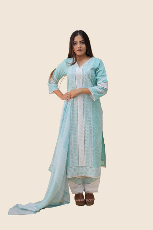 Misty Bloom Schiffli Kurta Set