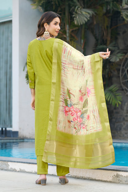 Elegant Viscose Silk Kurti Pant Dupatta Set
