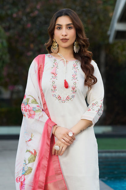 Elegant Viscose Silk Kurti Pant Dupatta Set