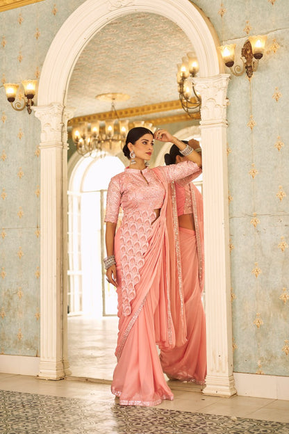 Mayurika Embroidered Chinon Ready-to-Wear Saree