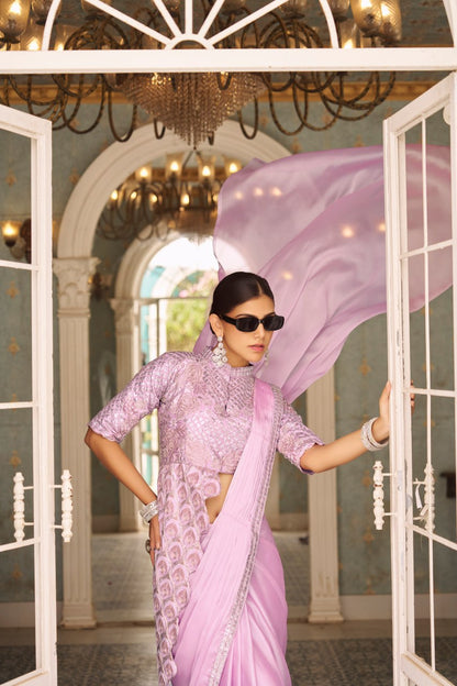 Mayurika Embroidered Chinon Ready-to-Wear Saree