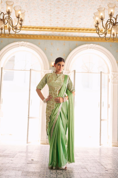 Mayurika Embroidered Chinon Ready-to-Wear Saree