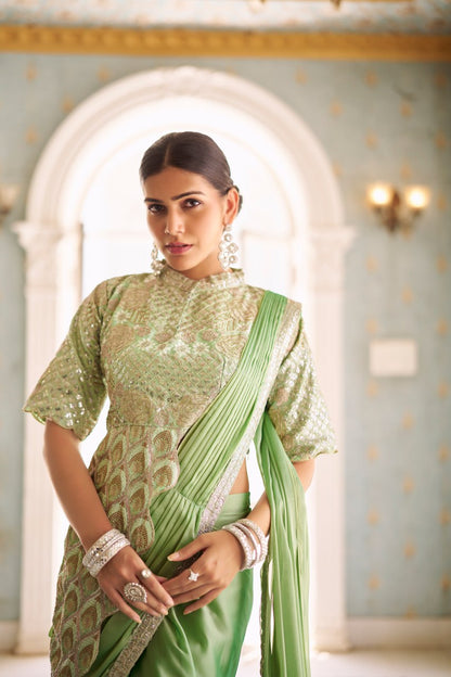 Mayurika Embroidered Chinon Ready-to-Wear Saree