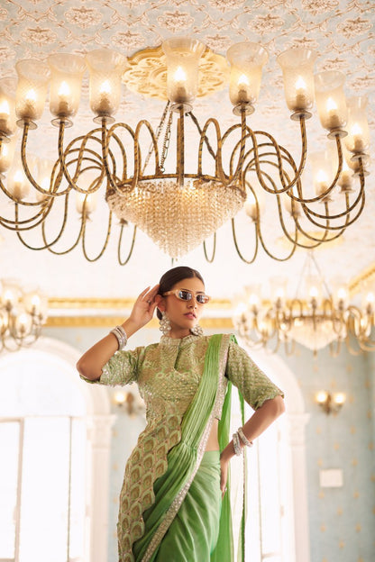 Mayurika Embroidered Chinon Ready-to-Wear Saree