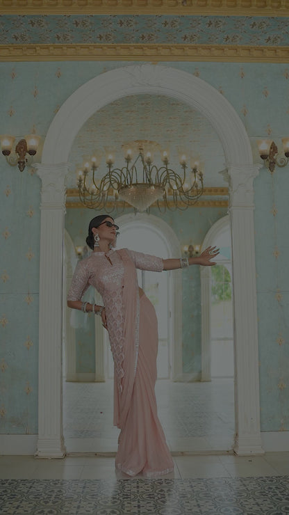 Mayurika Embroidered Chinon Ready-to-Wear Saree