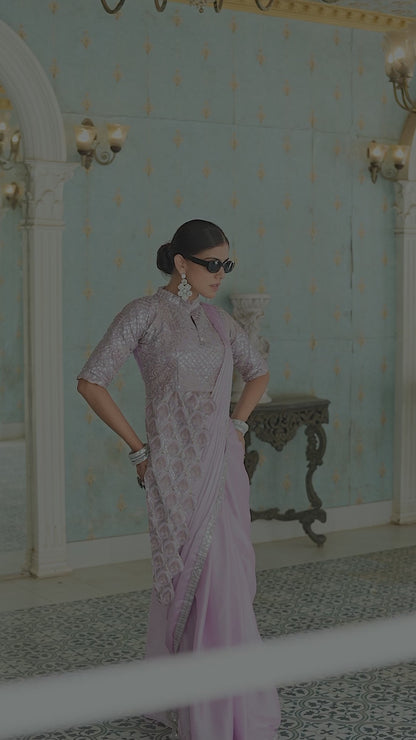 Mayurika Embroidered Chinon Ready-to-Wear Saree