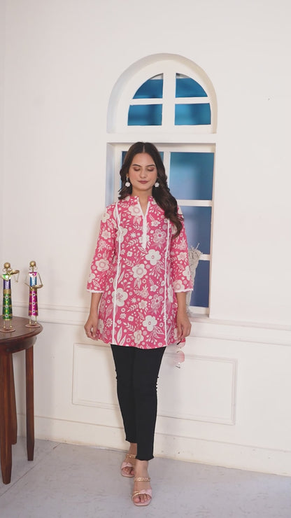 Floral Meadow Schiffli Tunic