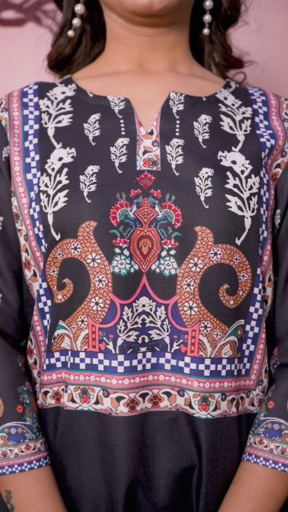 Black & Red Premium Digital Printed Co-Ord Set