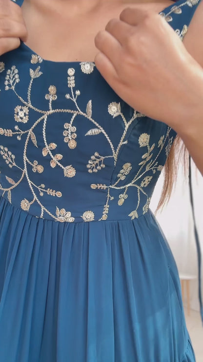Rust Aura Fox Georgette Anarkali Set