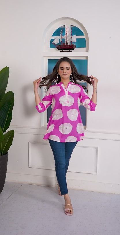 Blossom Bloom Printed Short Kurti